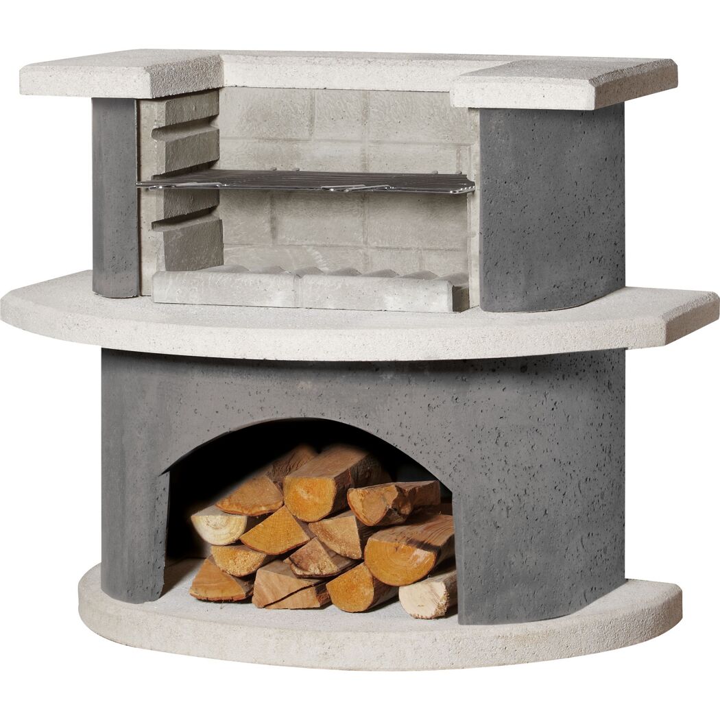 Grillkamin mit Grillrost und Brennholz