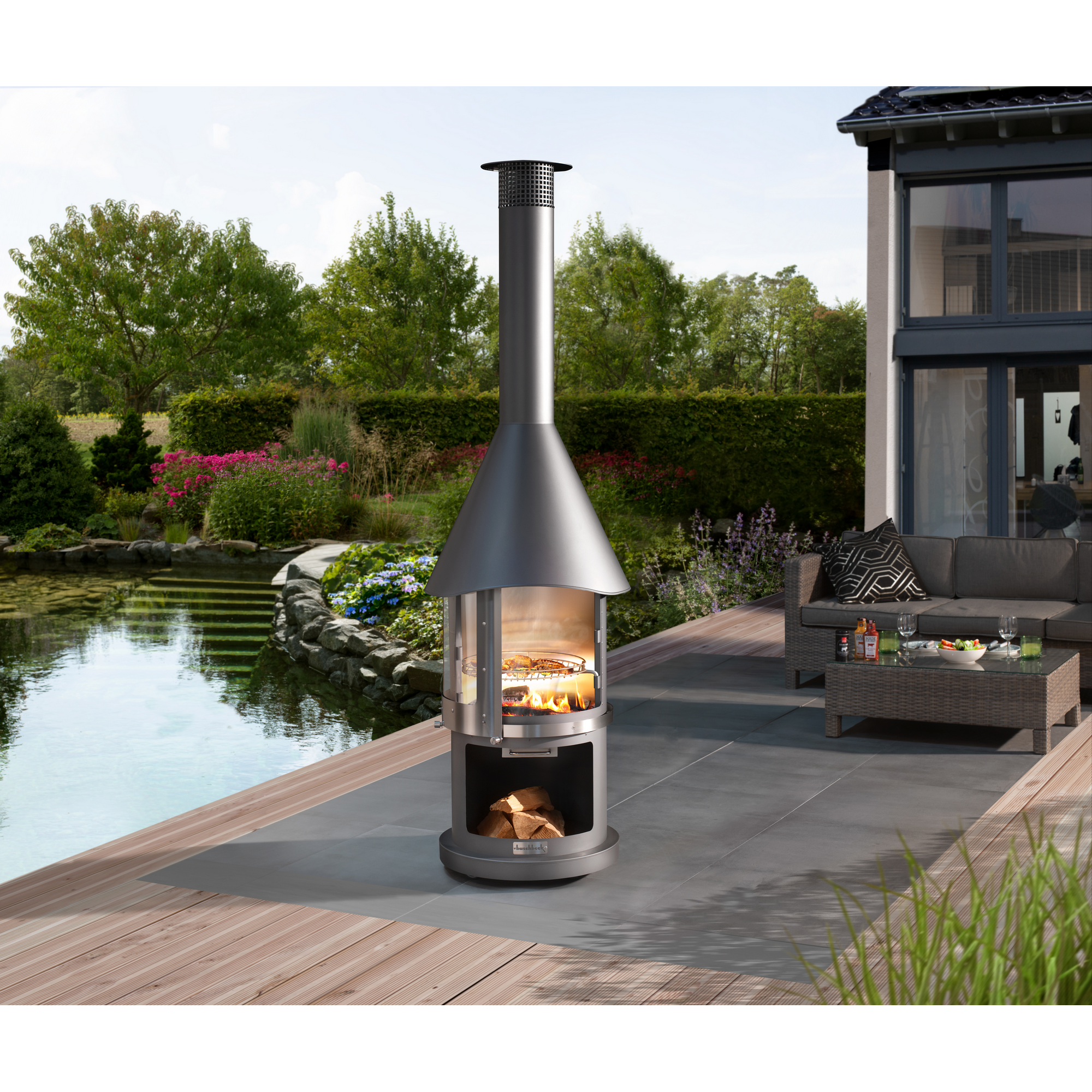 Edelstahl-Grillkamin 'Melbourne' hellgrau Ø 65 x 39 x 230 cm + product picture