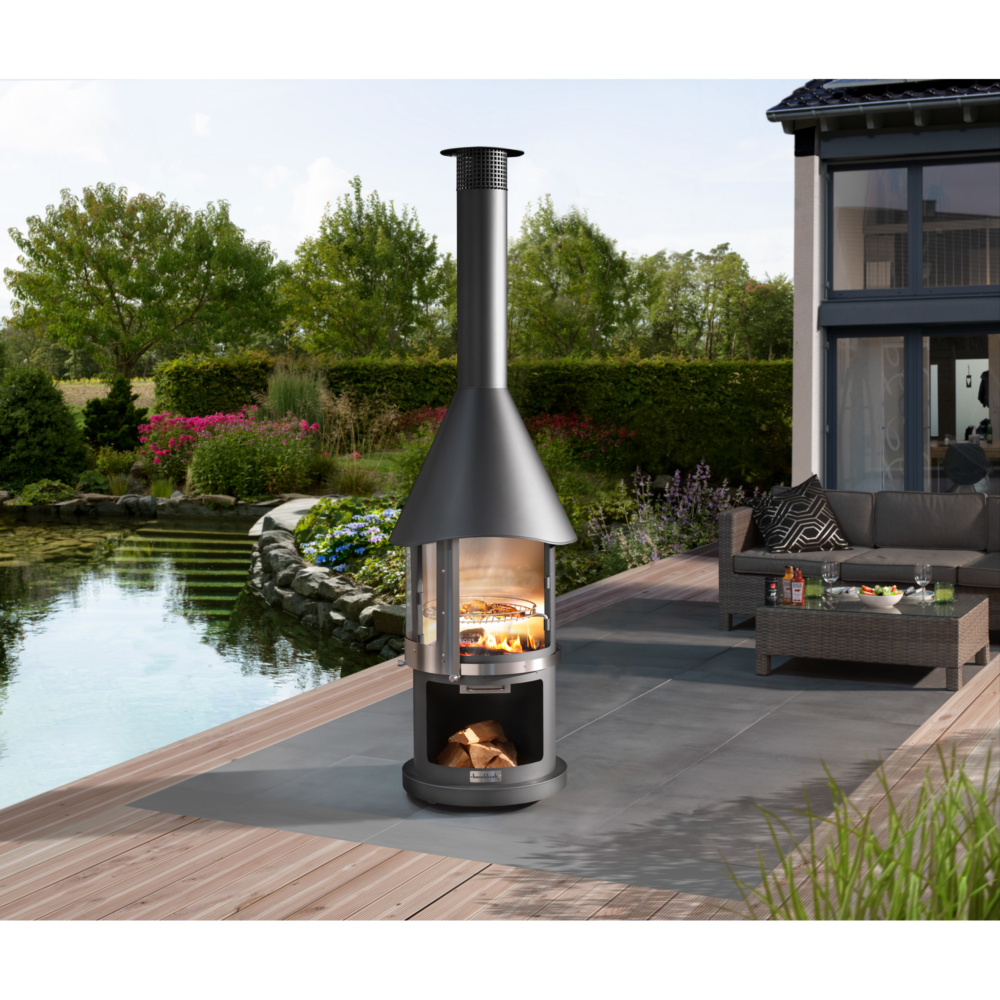 Edelstahl-Grillkamin 'Melbourne' dunkelgrau Ø 65 x 39 x 230 cm + product picture