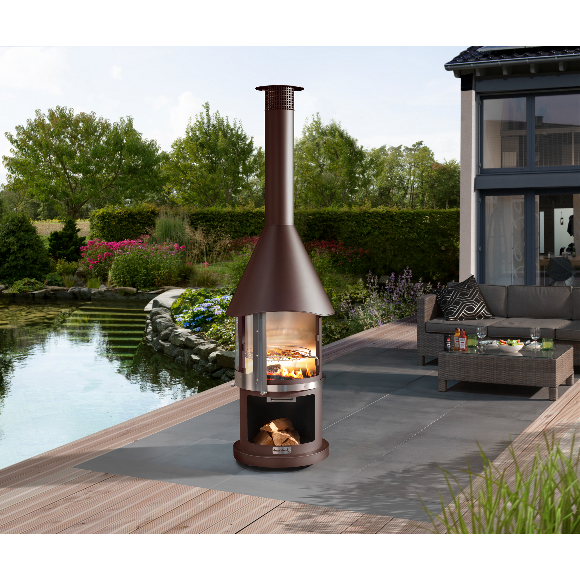 Edelstahl-Grillkamin 'Melbourne' braun Ø 65 x 39 x 230 cm + product picture