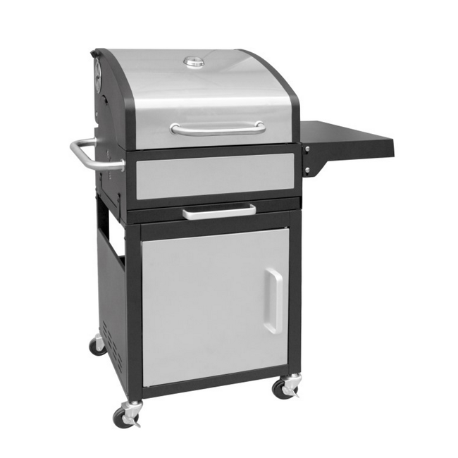 Bild von Holzkohlegrillwagen schwarz/silbern 96 x 114 x 55 cm