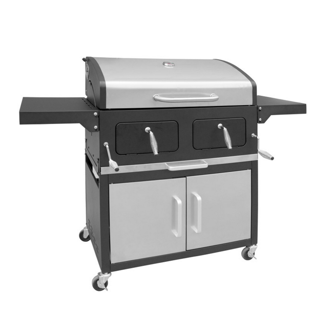 Bild von Holzkohlegrillwagen schwarz/silbern 152,5 x 118 x 61 cm