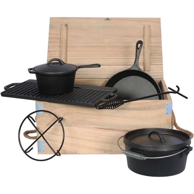 Bild von Dutch-Oven-Set Gusseisen schwarz 7-teilig