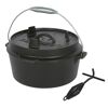 Schwarzer gusseiserner Dutch Oven mit Deckelheber