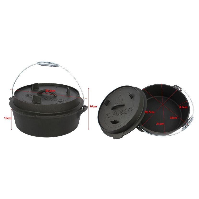 El Fuego Dutch Oven 7,3L mit Maßen