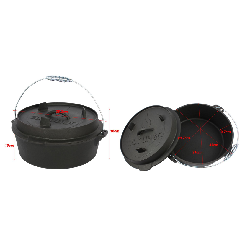 El Fuego Dutch Oven 7,3L mit Maßen