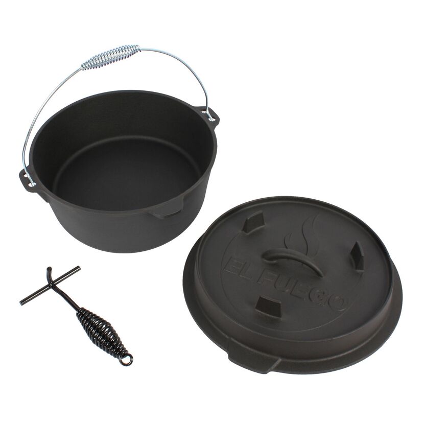 Gusseiserner Topf El Fuego mit Deckel und Deckelheber