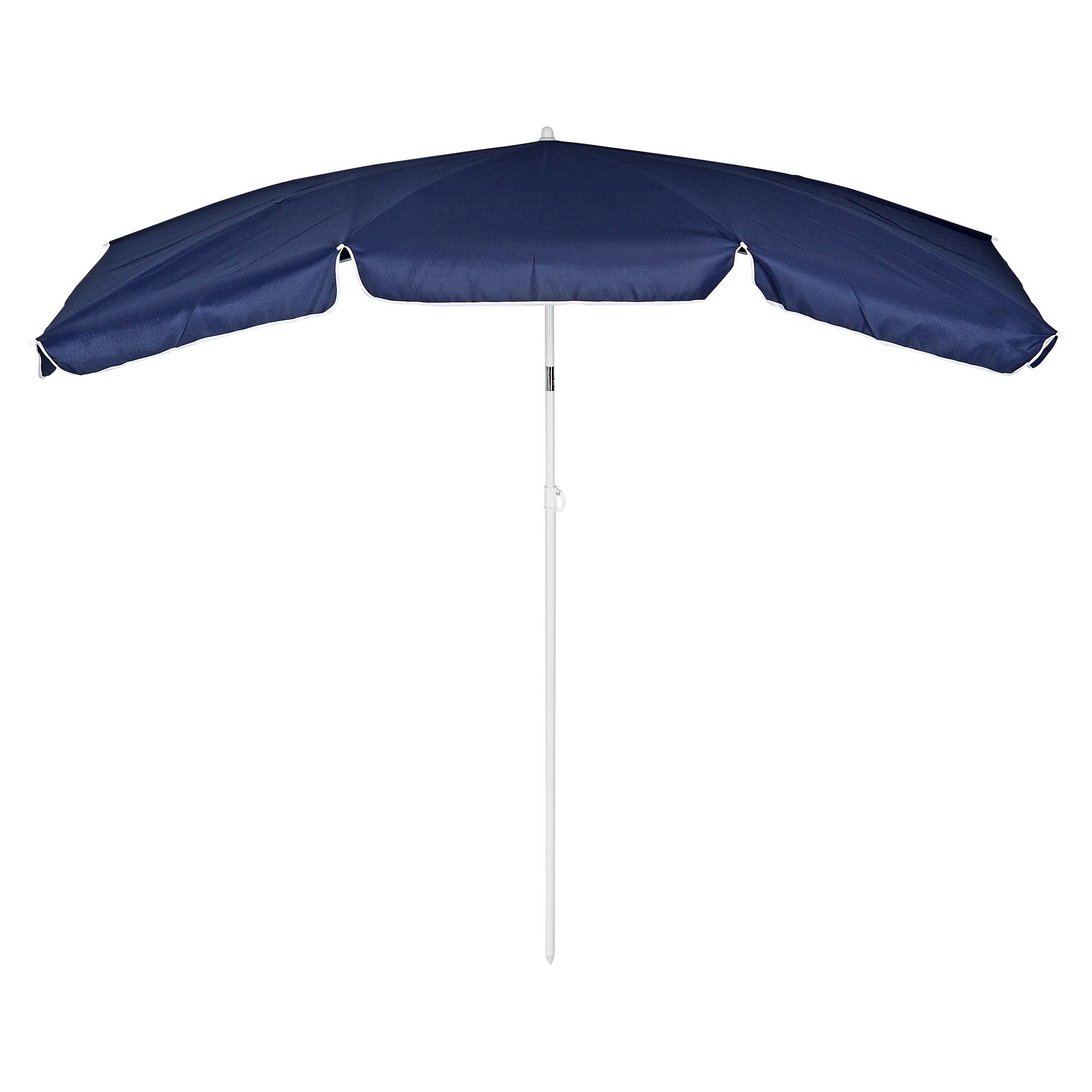 Blauer rechteckiger Sonnenschirm mit weißem Mittelstock
