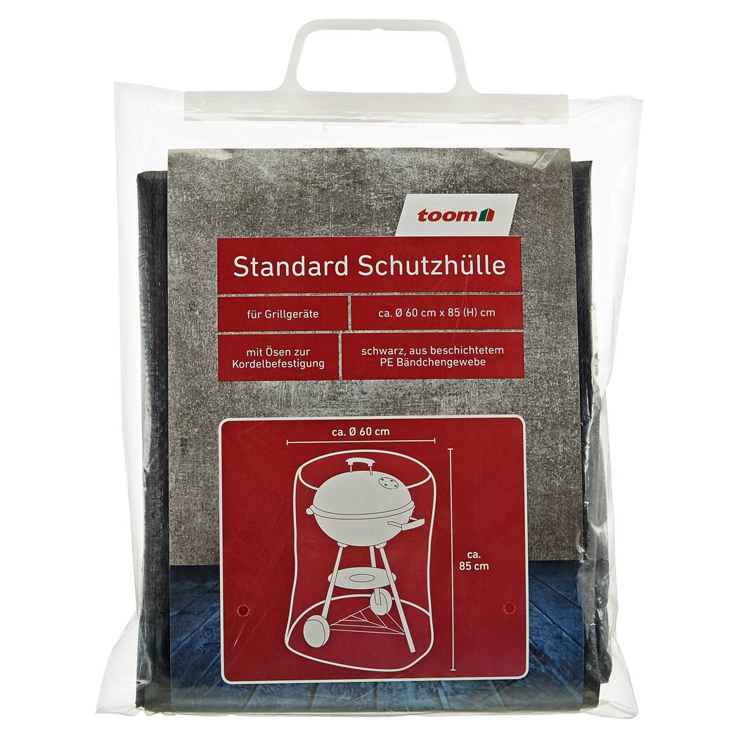 Schwarze Schutzhülle für Kugelgrill in Verpackung