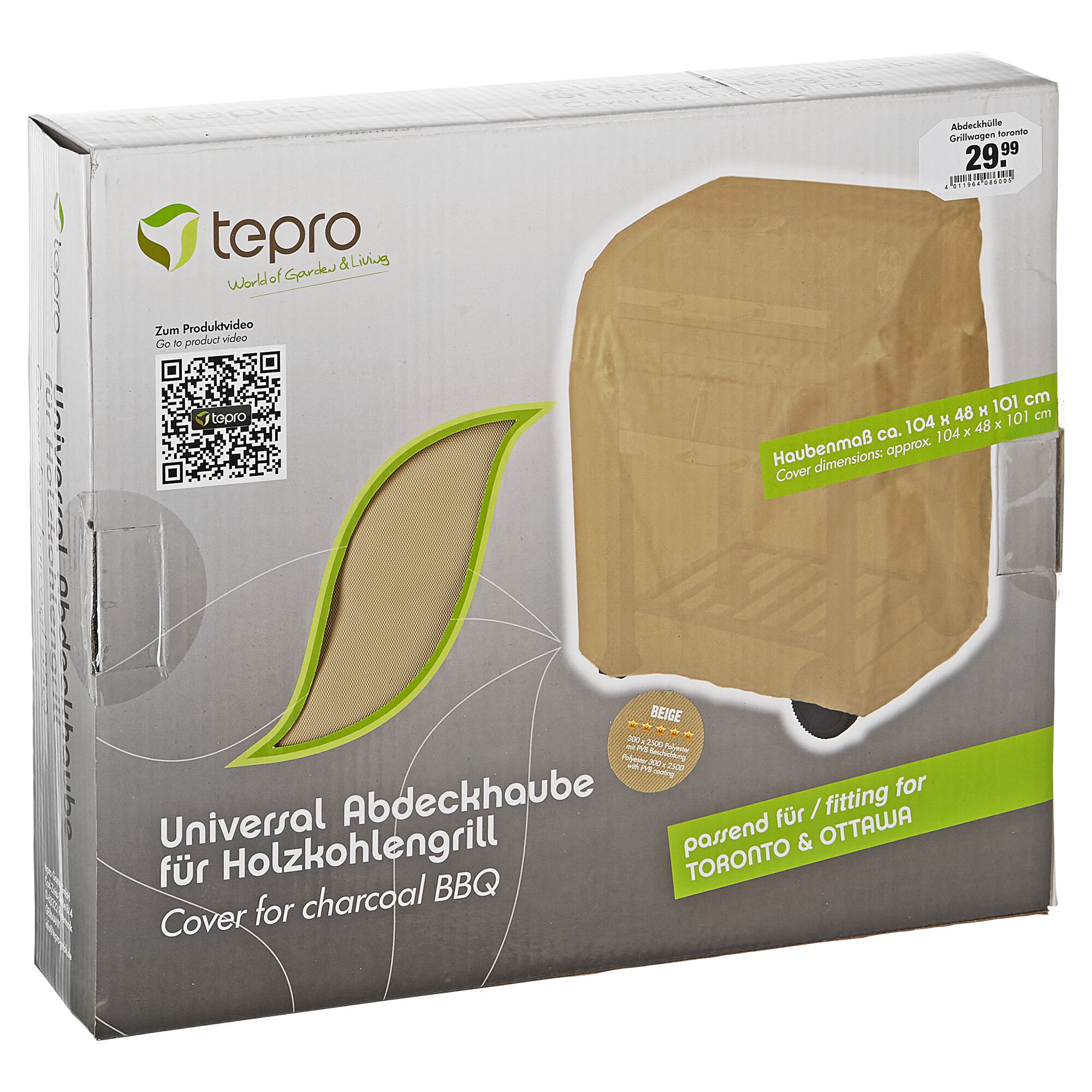 Tepro Abdeckhaube für Toronto & Ottawa Holzkohlegrill, beige