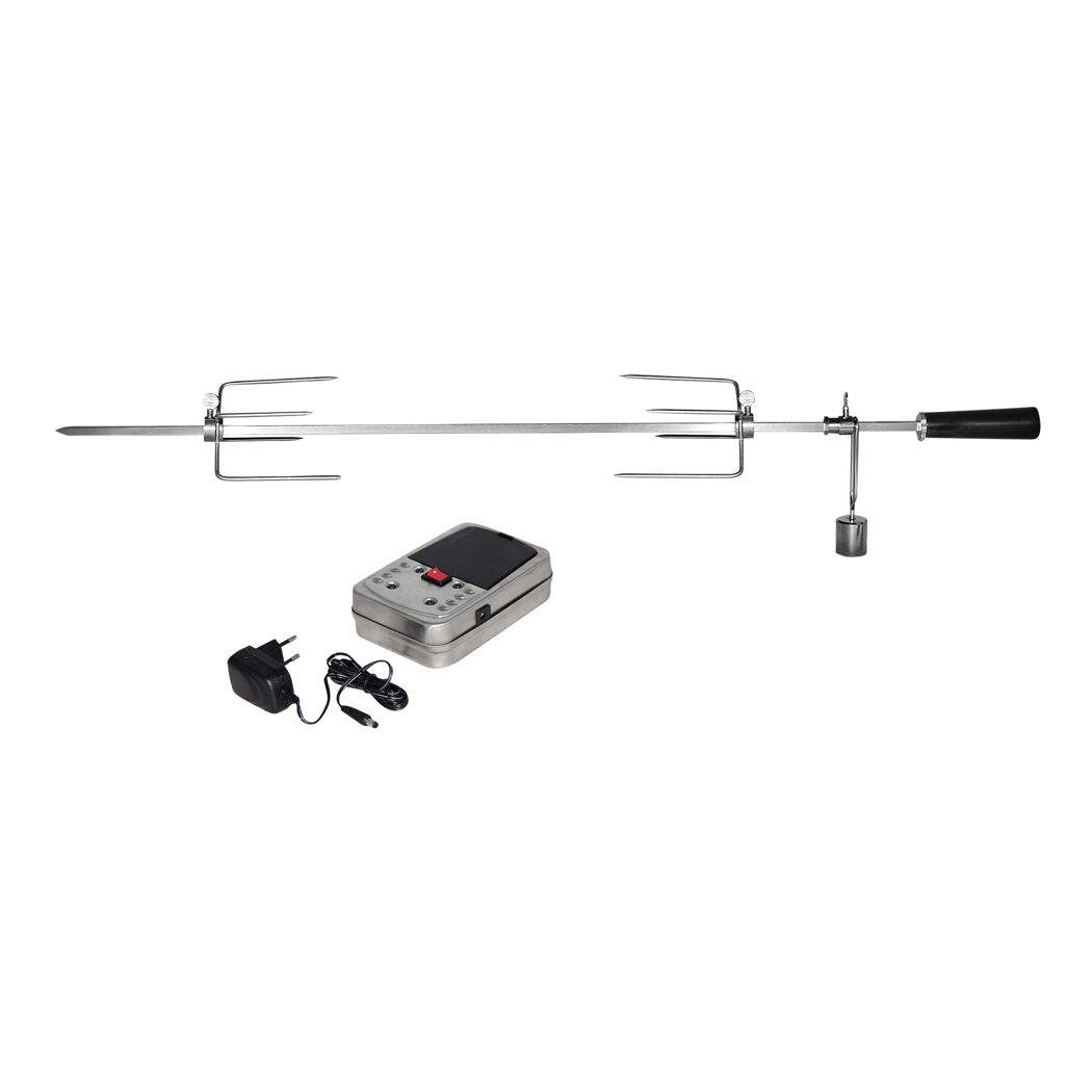 Grillspieß mit Motor und zwei Fleischklammern