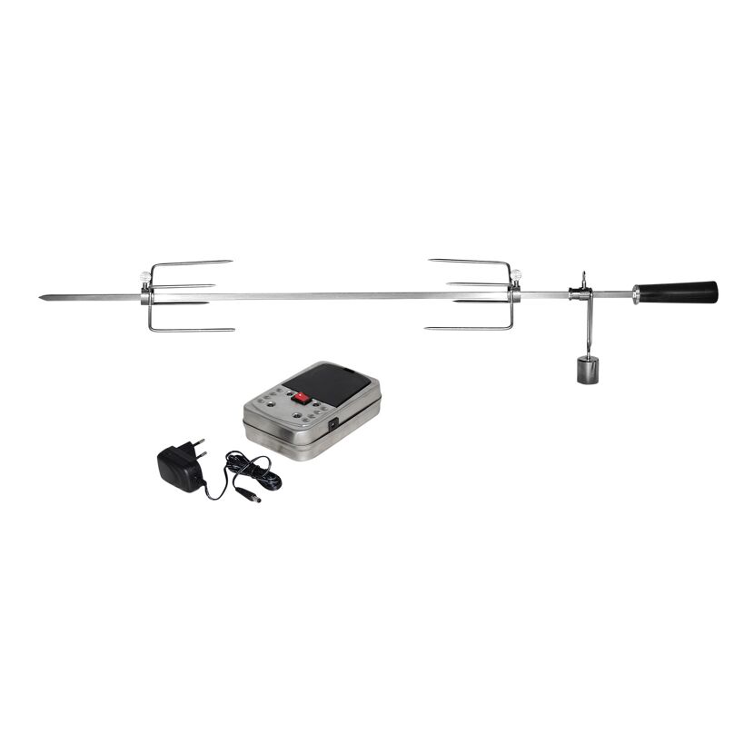 Grillspieß mit Motor und zwei Fleischklammern