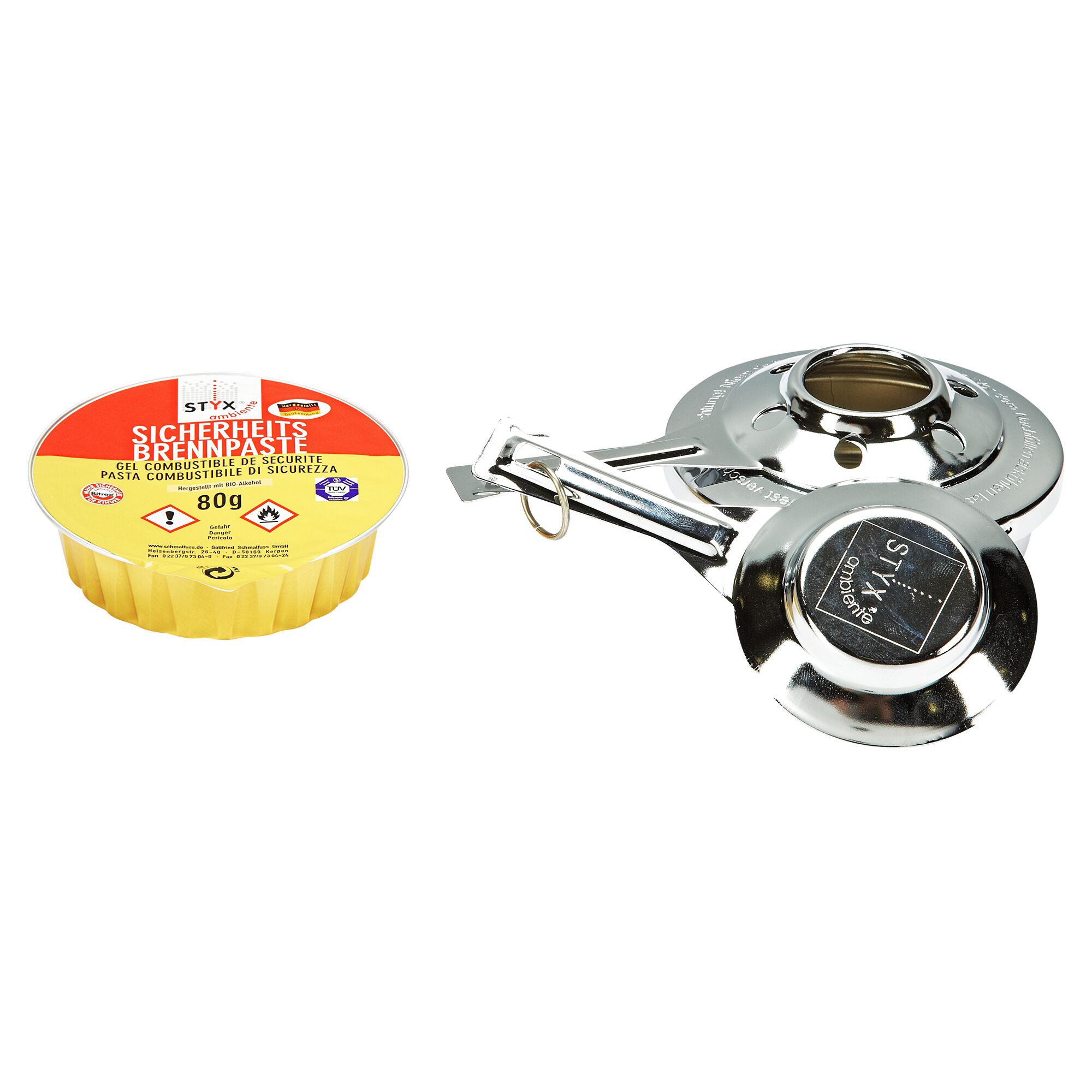 Brennpaste und Brenner aus Metall