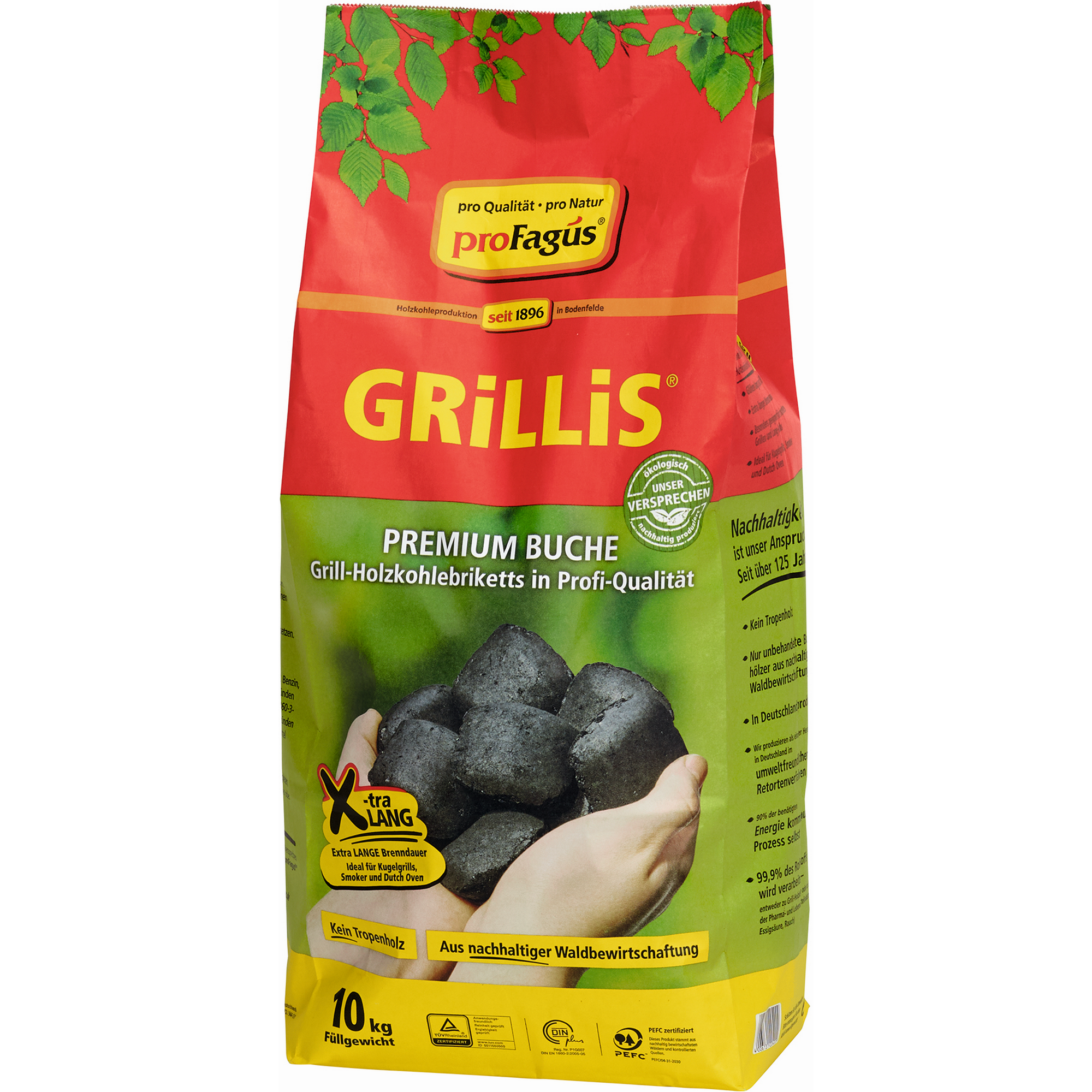 Buchen-Grillholzkohlebriketts "Grillis" 10 kg + product picture