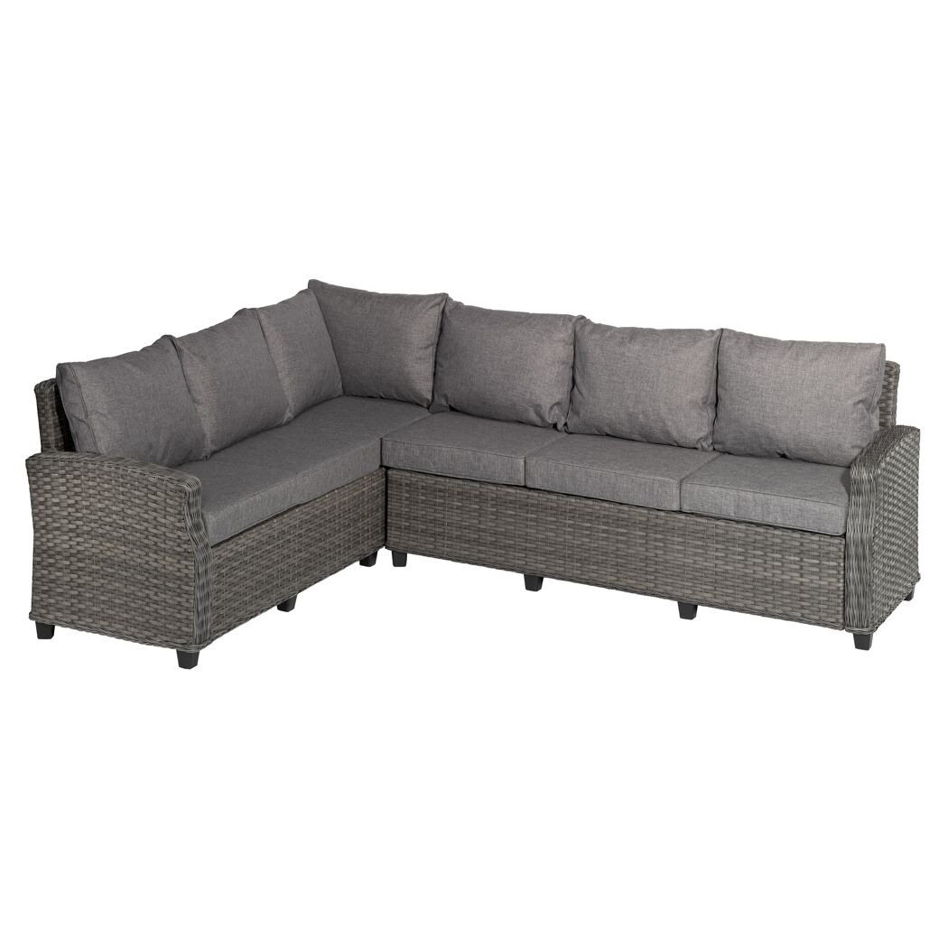 Graues Ecksofa Delia aus Rattan
