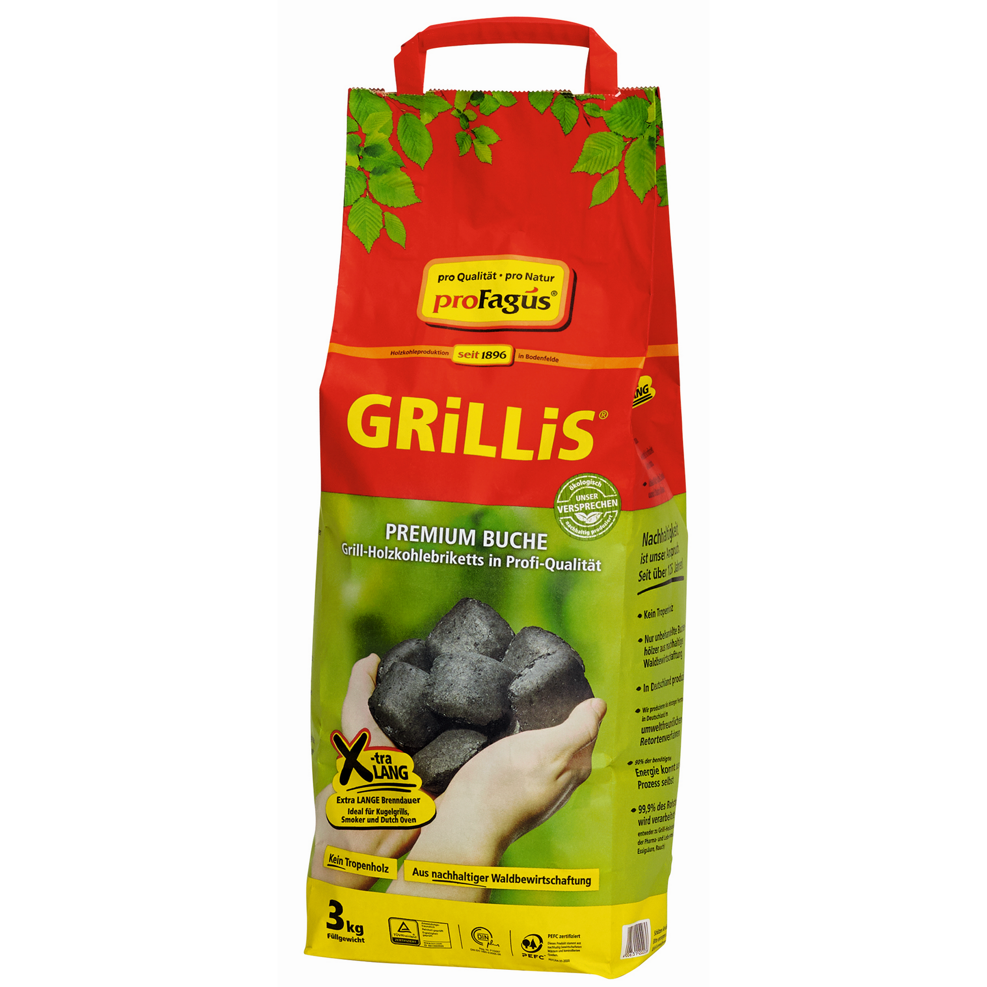 Buchen-Grillholzkohlebriketts "Grillis" 3 kg + product picture