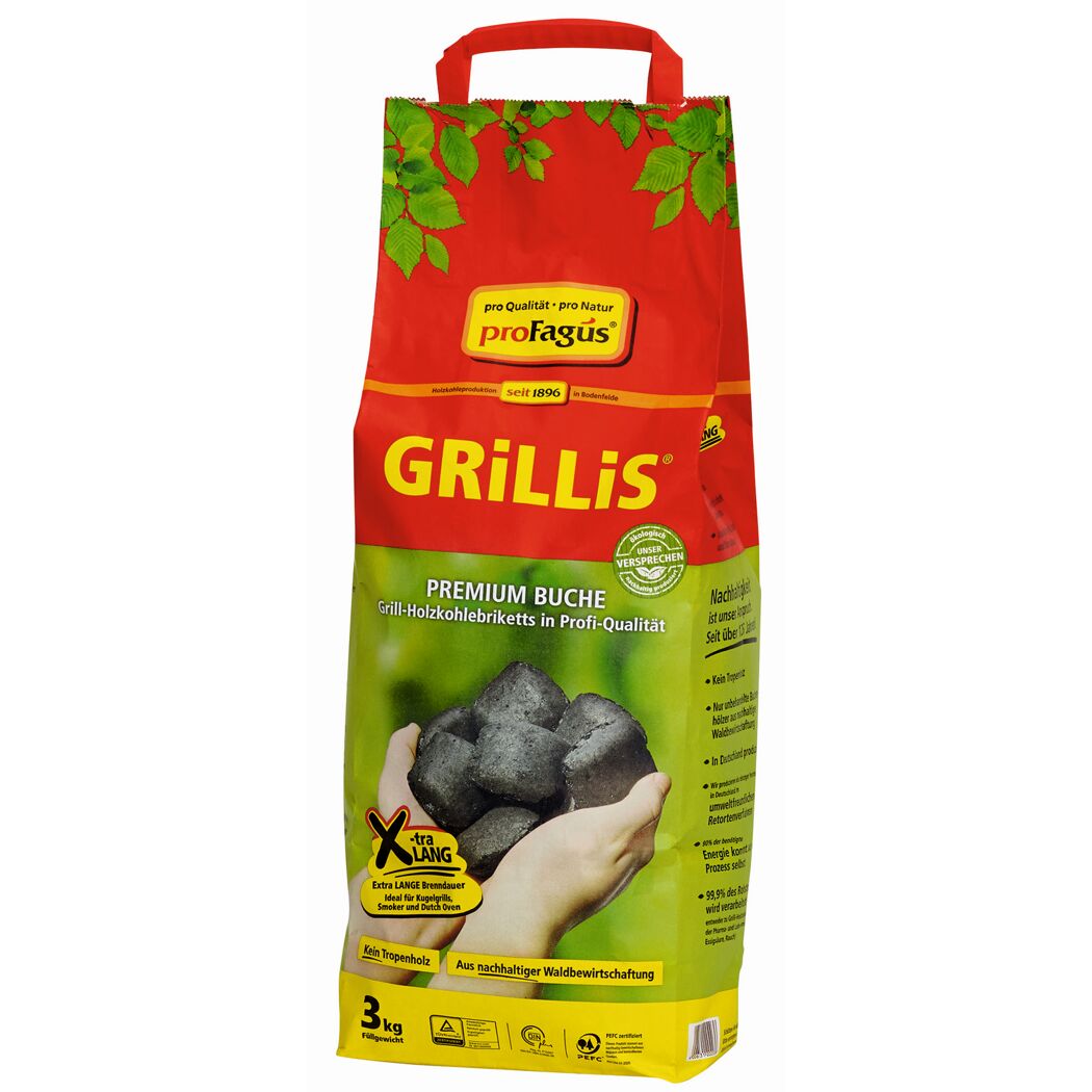 Grillis Premium Buche Grill-Holzkohlebriketts
