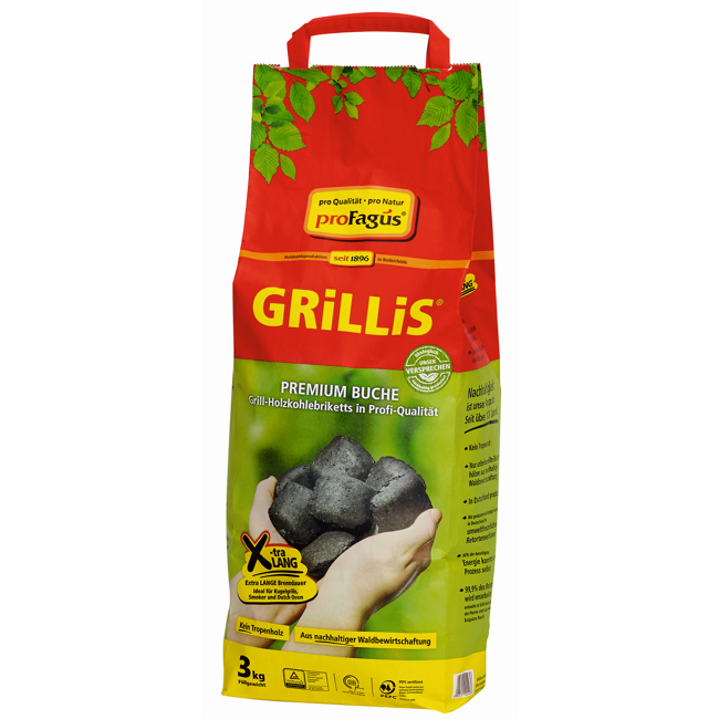 Bild von Buchen-Grillholzkohlebriketts 'Grillis' 3 kg