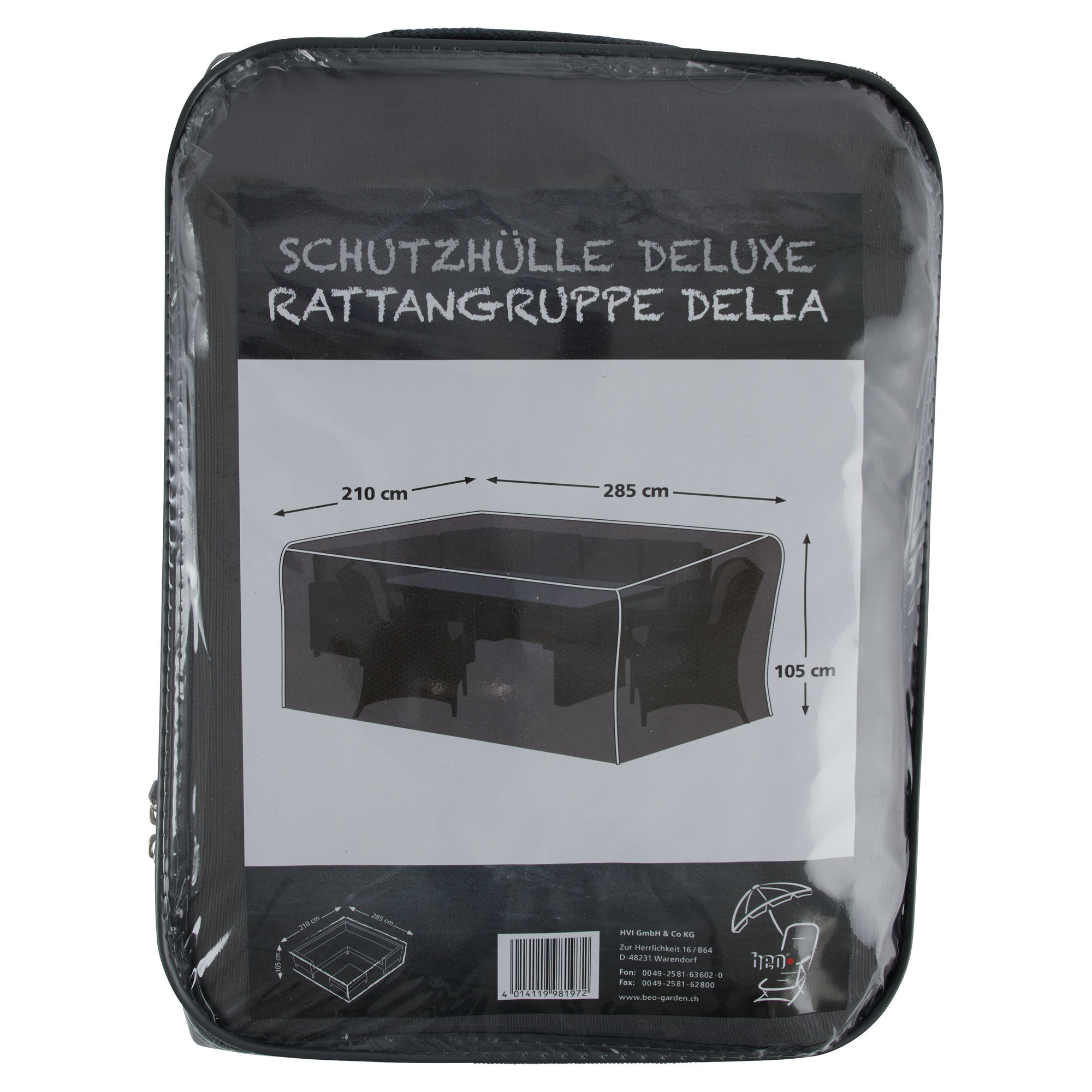 Schutzhülle 'Delia' schwarz 285 x 210 x 105 cm + product picture