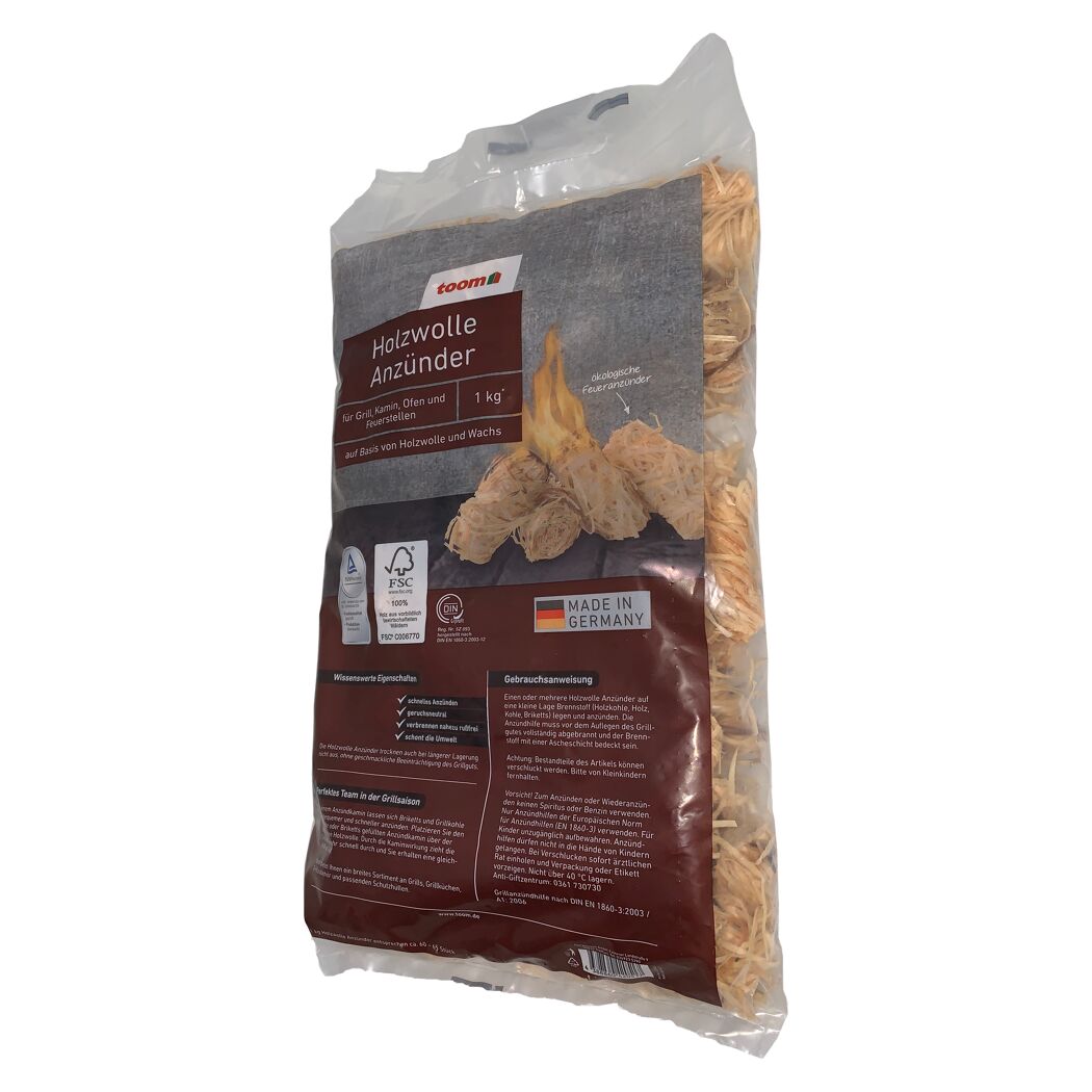 Eine Packung Toom Holzwolle Anzünder.