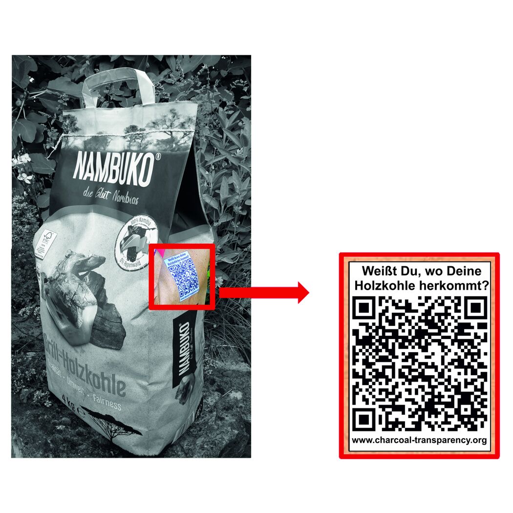 Nambuko Grill-Holzkohle 4 kg Beutel mit QR-Code