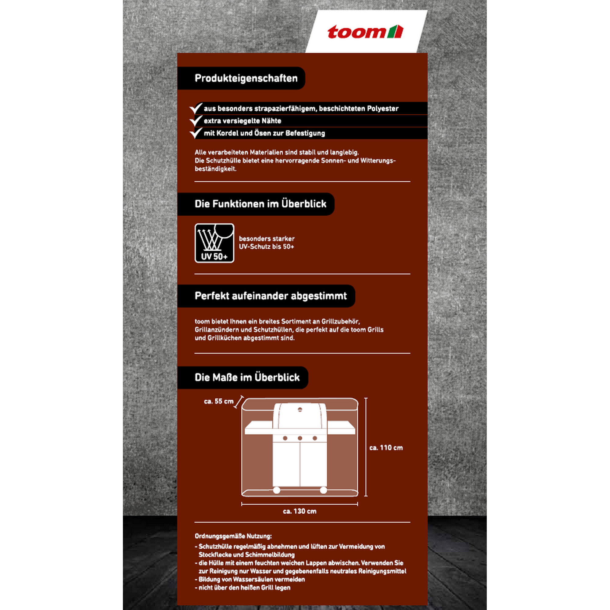 Premium-Schutzhülle für Gasgrills bis 4-Brenner 130 x 110 x 55 cm + product picture