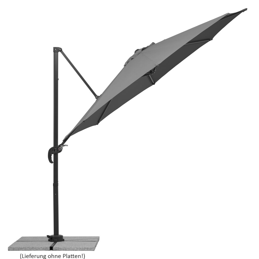 Grauer Sonnenschirm mit Kurbel