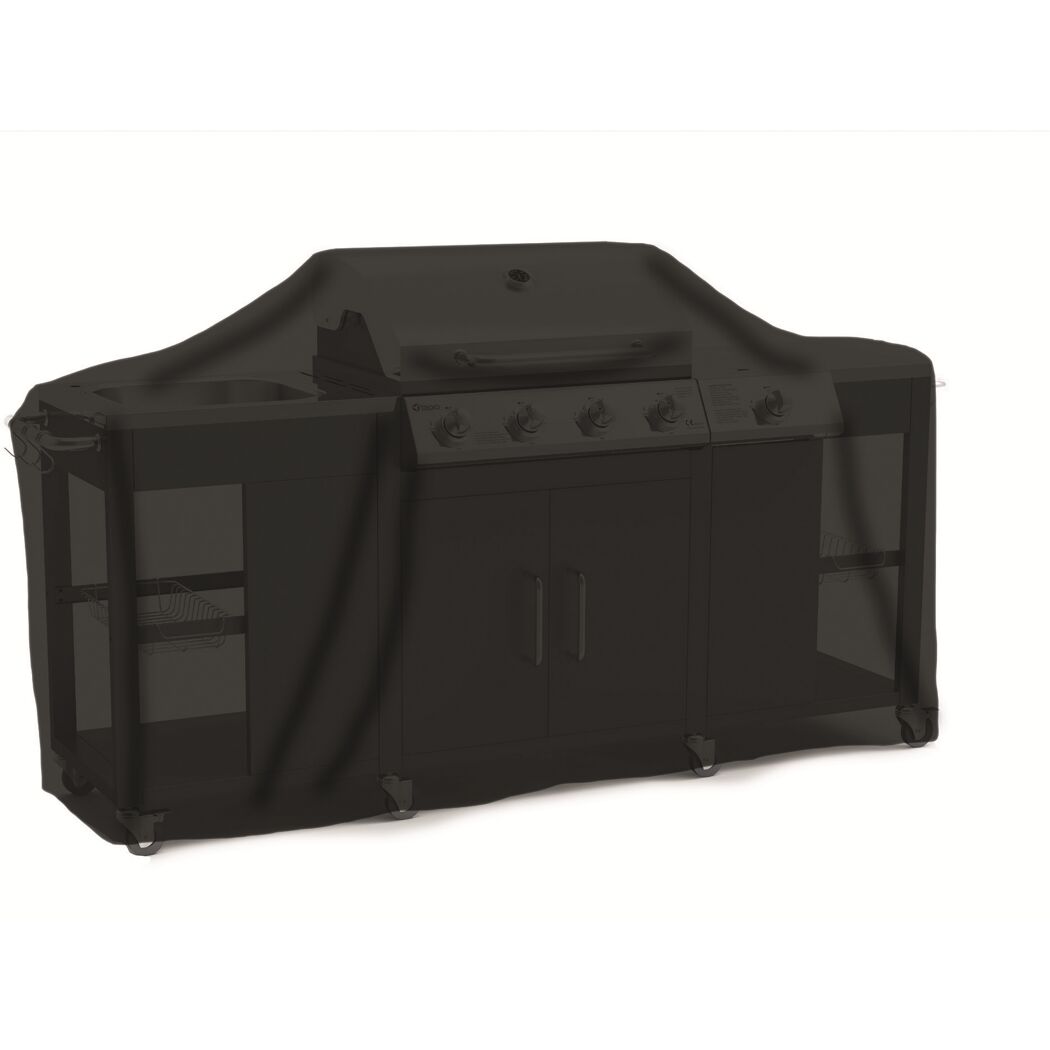 Schwarze Abdeckhaube für Grillküche