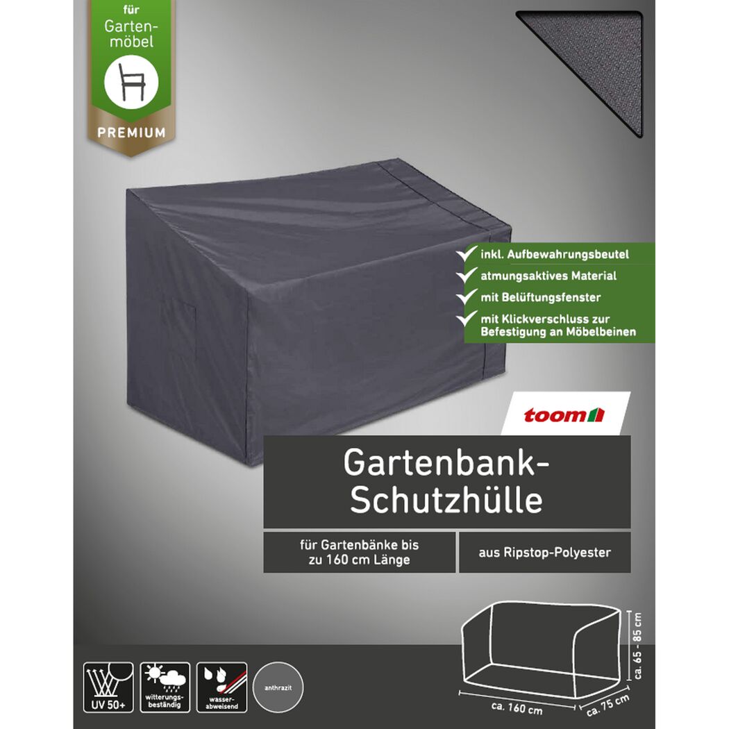 Anthrazitfarbene Schutzhülle für Gartenbank