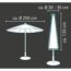 Sonnenschirm 250 cm Durchmesser, zusammengeklappt und aufgespannt