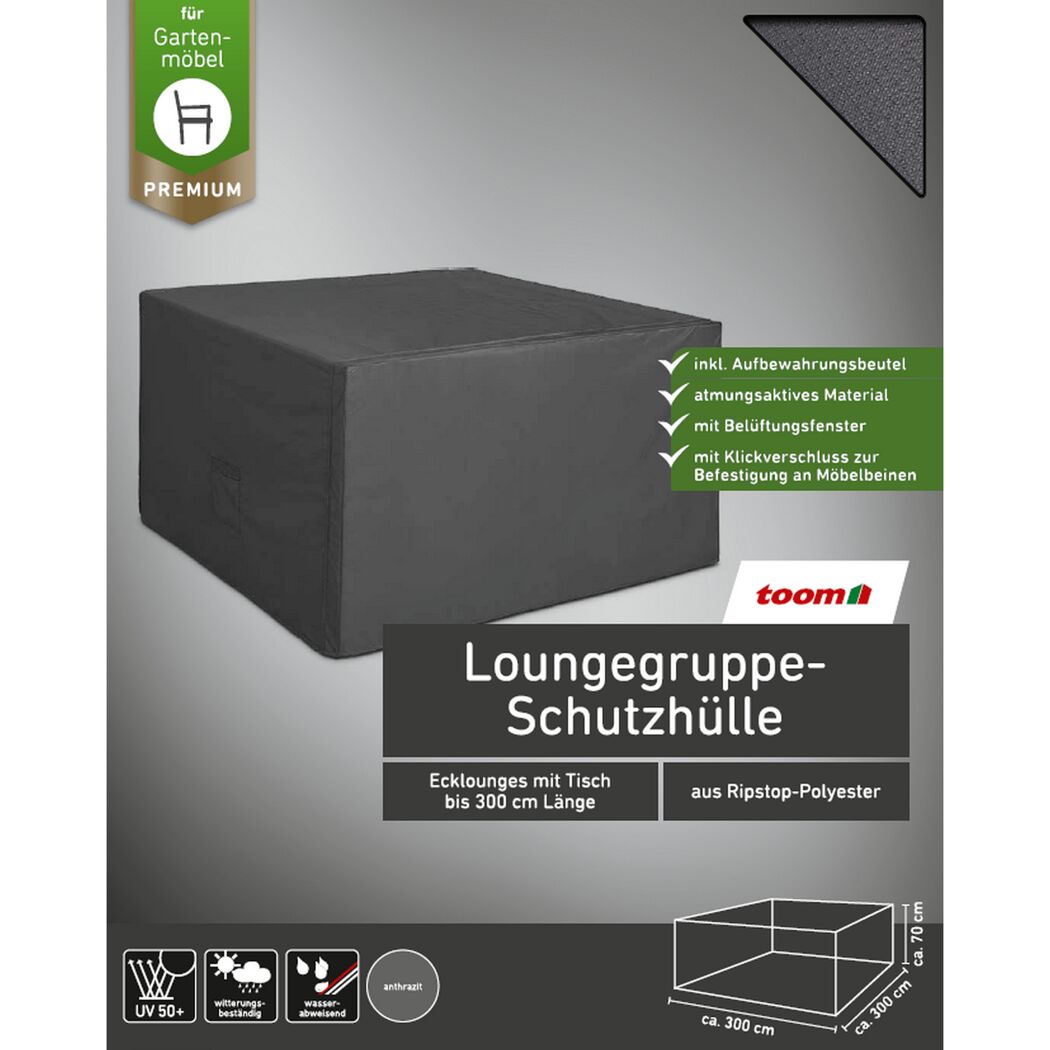 Graue Schutzhülle für Loungegruppe