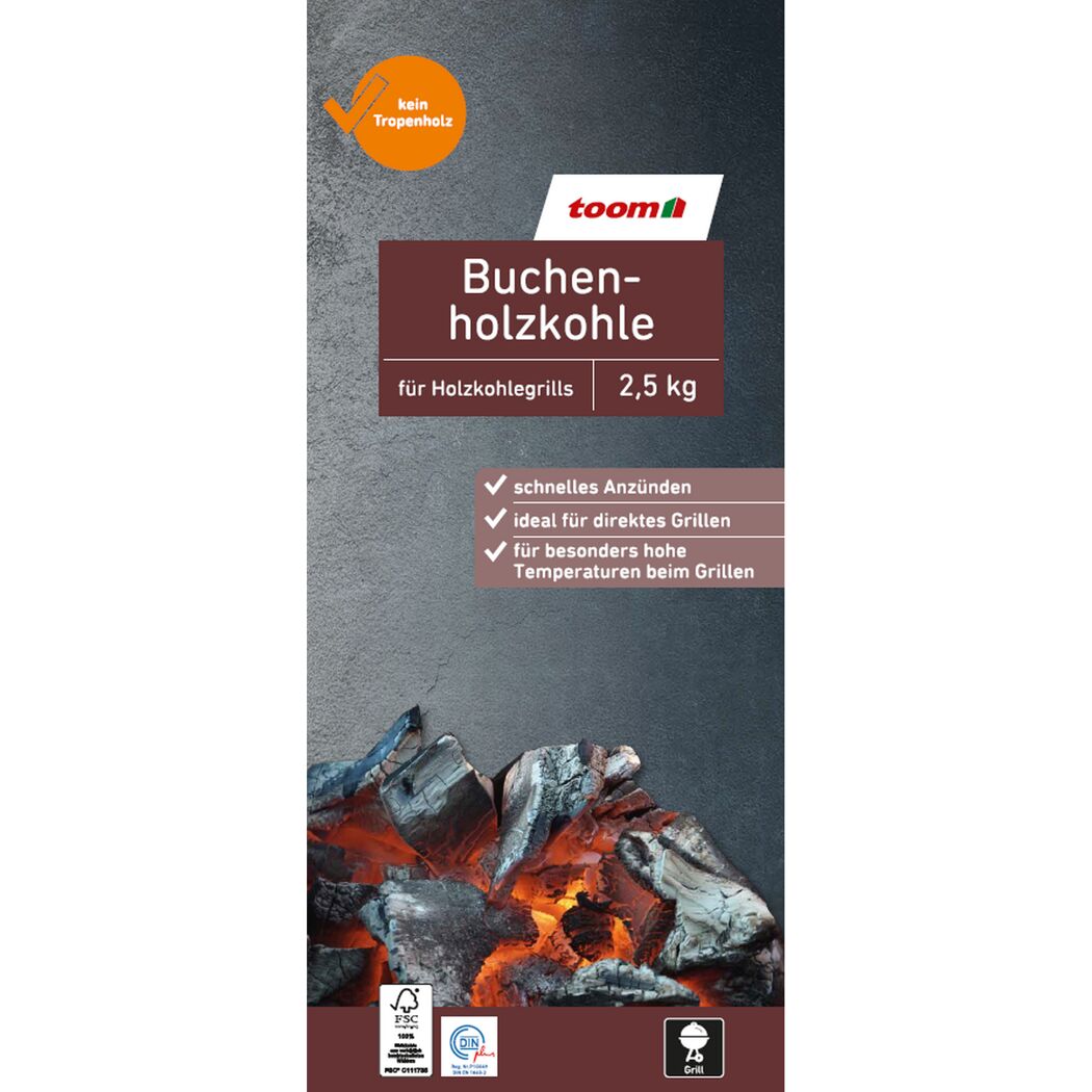 Glühende Buchenholzkohle im Grill
