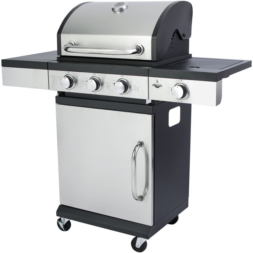 Gasgrill San Antonio3 mit 3 Brennern, Seitenablage und Unterschrank.