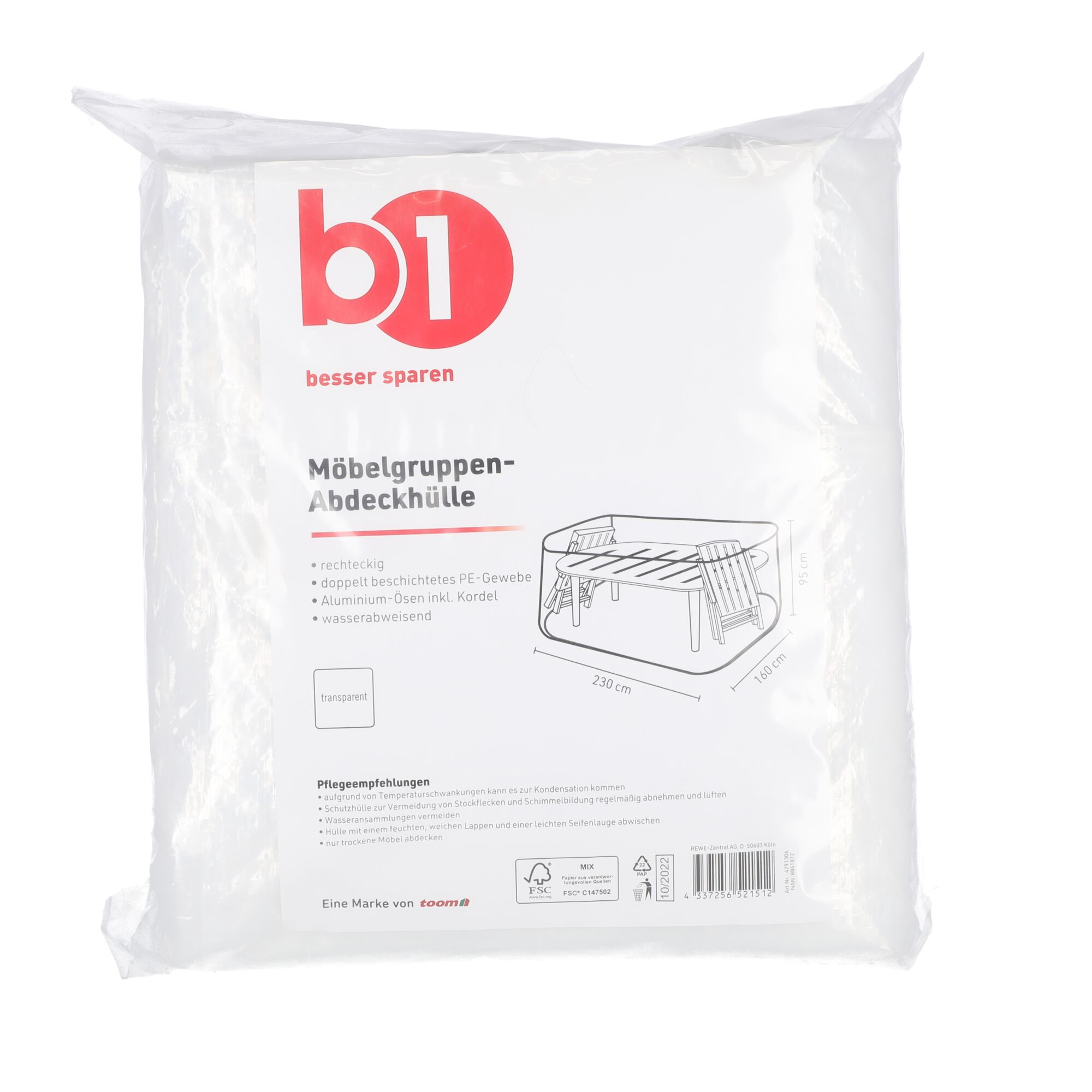 B1 Möbelgruppen-Abdeckhülle, transparent