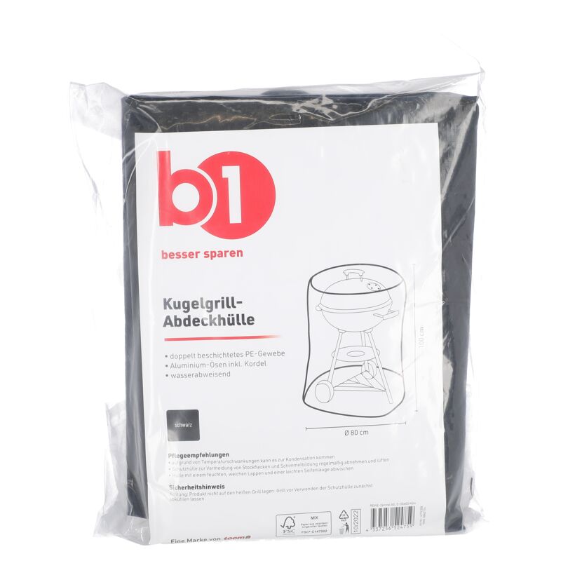 Schwarze Kugelgrill-Abdeckhülle in Verpackung