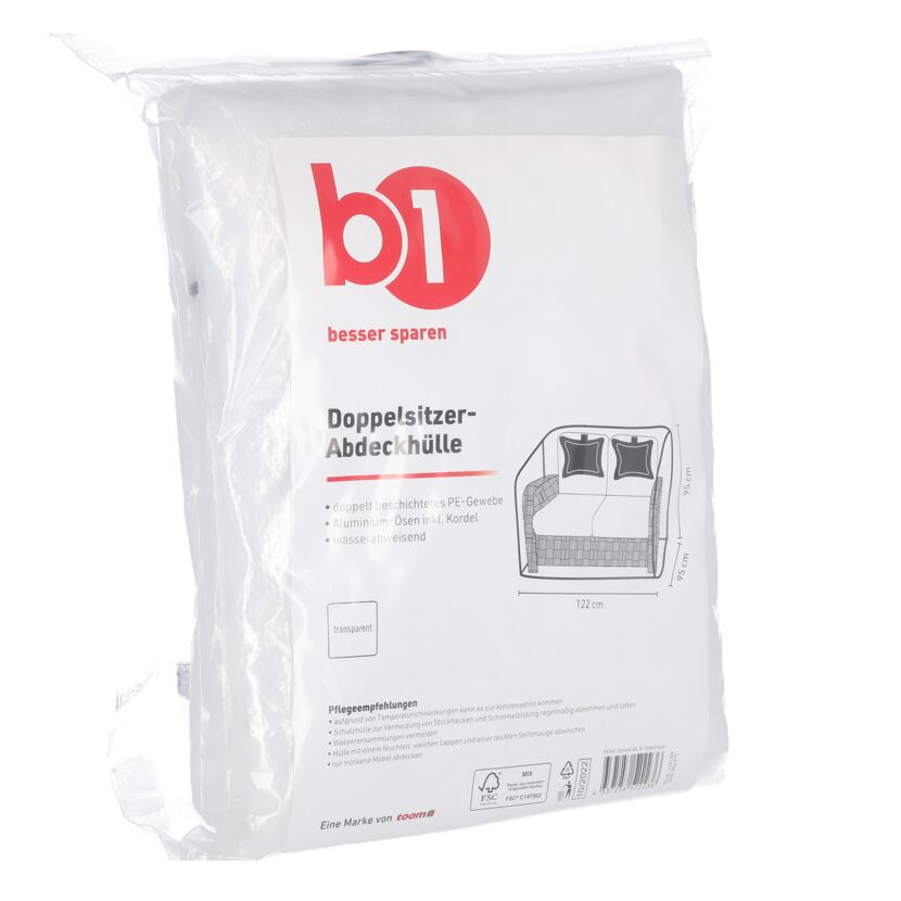 B1 Doppelsitzer-Abdeckhülle transparent in Verpackung