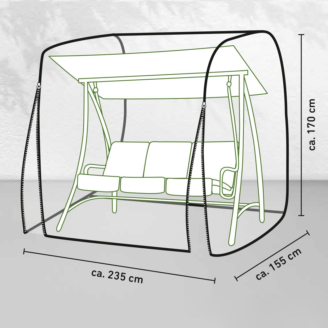 Abdeckung für Hollywoodschaukel wasserabweisend 155 x 170 x 235 cm