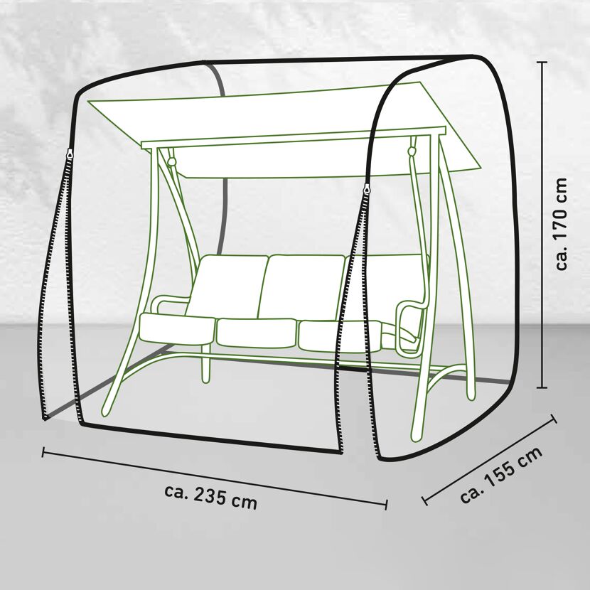 Abdeckung für Hollywoodschaukel wasserabweisend 155 x 170 x 235 cm