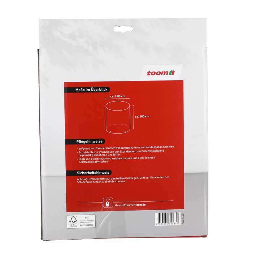 Verpackung der Schutzhülle für Kugelgrill 80 cm von toom