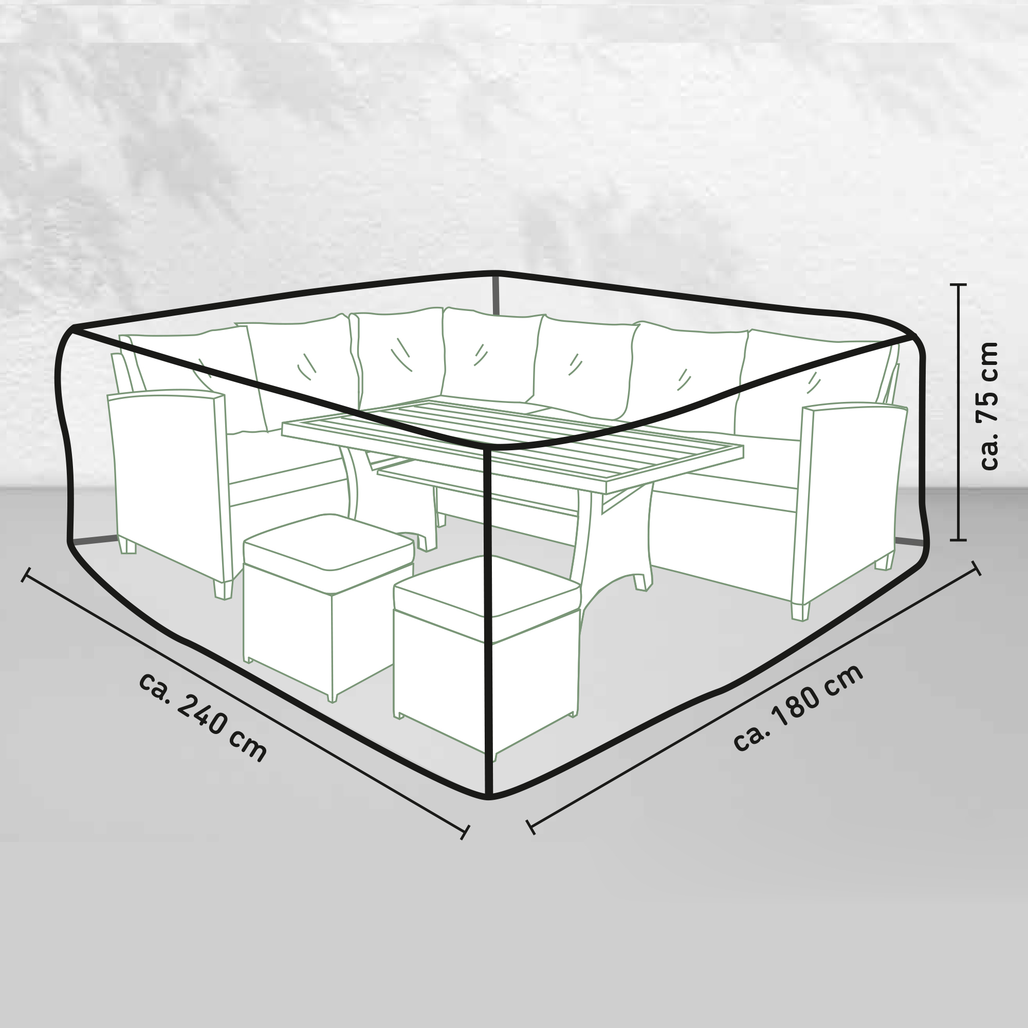 Sitzgruppe-Schutzhülle für Gartenmöbel-Sets mit Tisch bis 2,4 m Länge + product picture