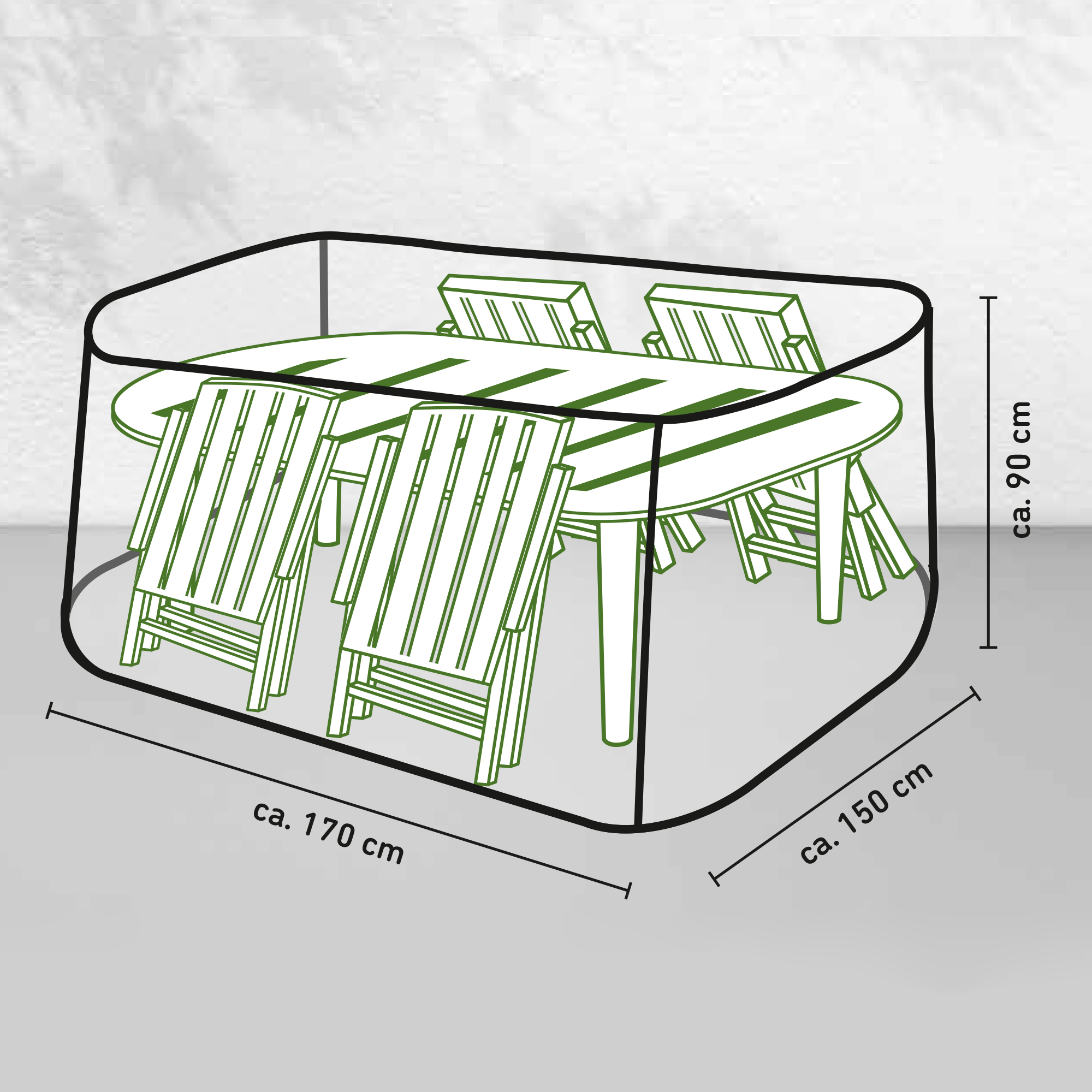 Sitzgruppe-Schutzhülle für Gartenmöbel-Sets mit Tisch bis 1,6 m Länge + product picture