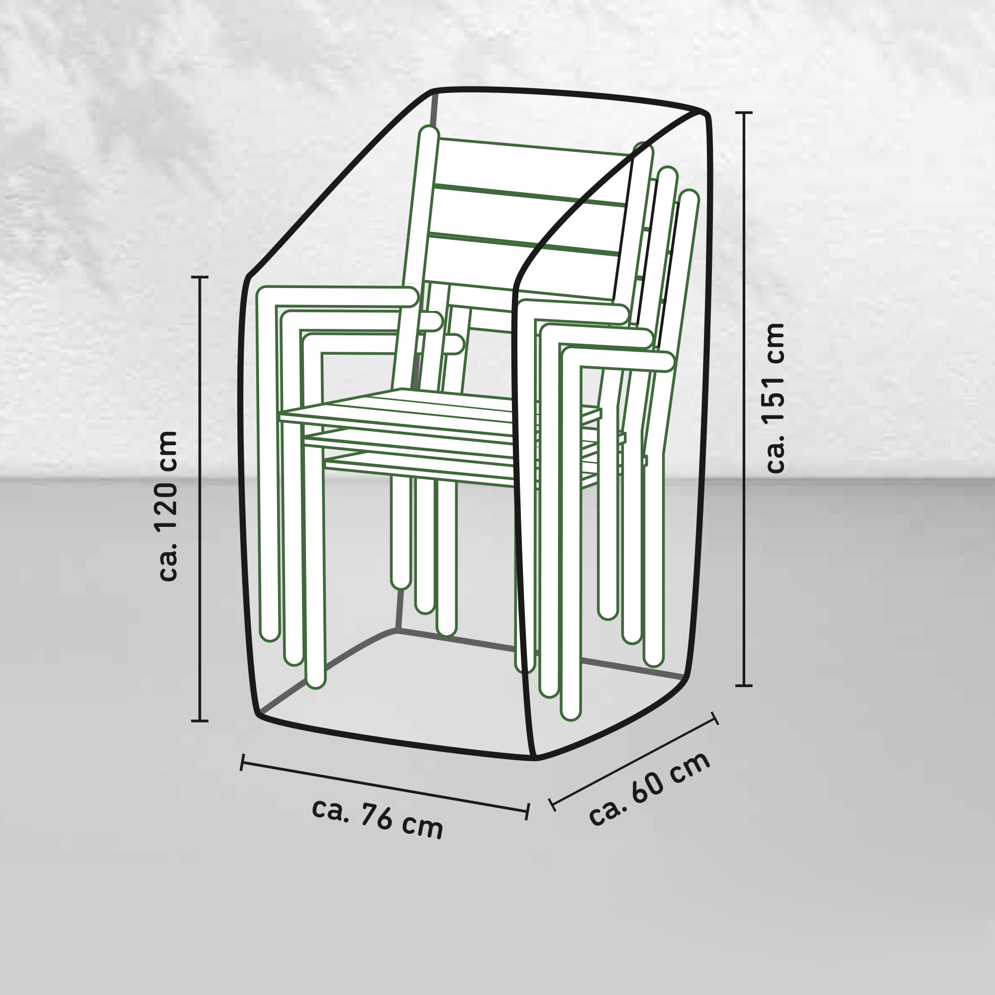 Stapelstuhl-Schutzhülle für Stapelstühle bis 1,5 m Höhe + product picture