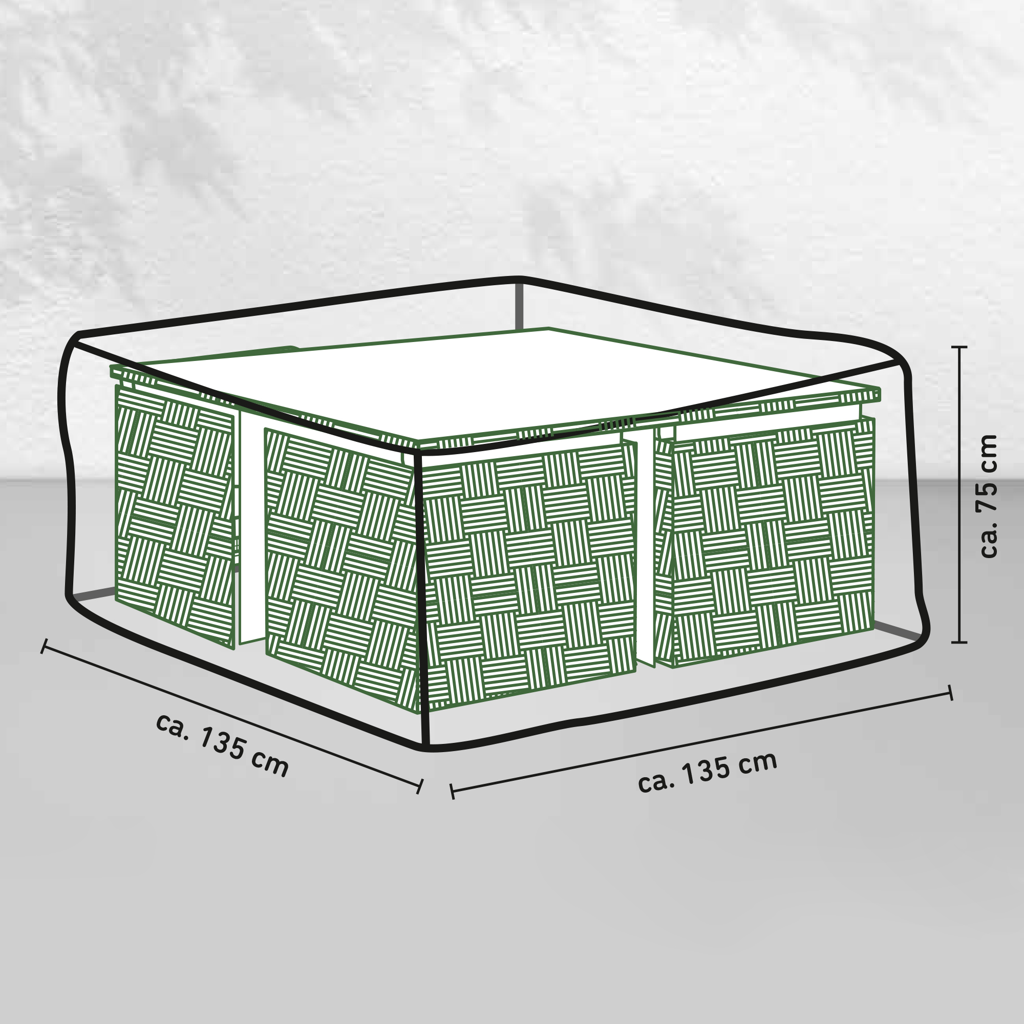 Gartenmöbel-Schutzhülle für quadratische Sitzgruppen mit bis 1,35 m Länge + product picture