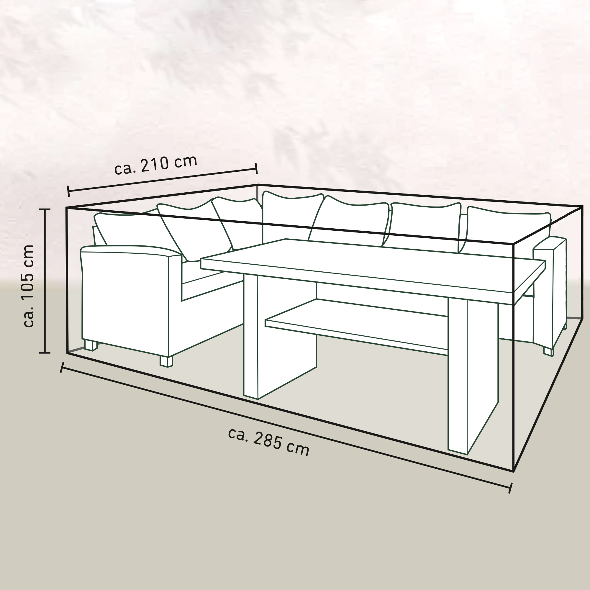 Lounge-Set-Schutzhülle für Möbel inkl. Tisch bis zu 2,8 m Länge + product picture