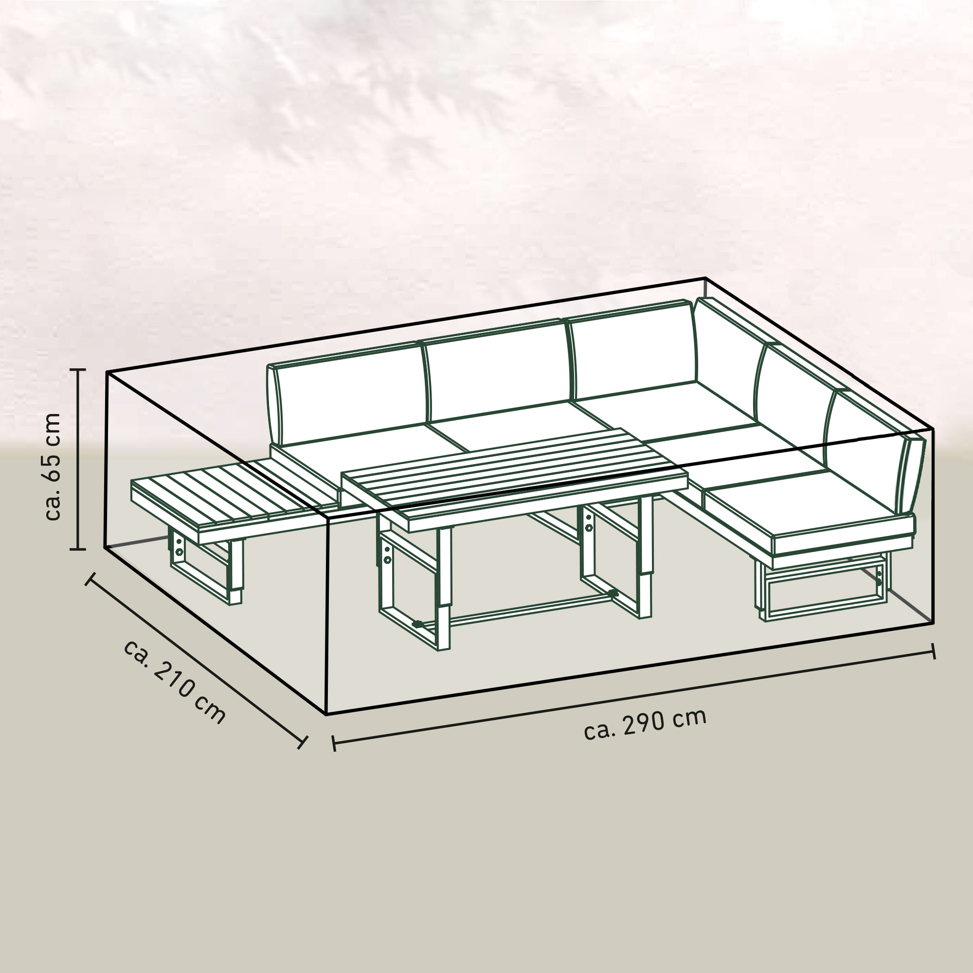 Lounge-Set-Schutzhülle für Möbel inkl. Tisch bis zu 2,9 m Länge + product picture