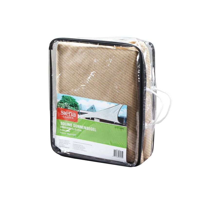 Sonnensegel Solino, sandfarben, dreieckig, verpackt
