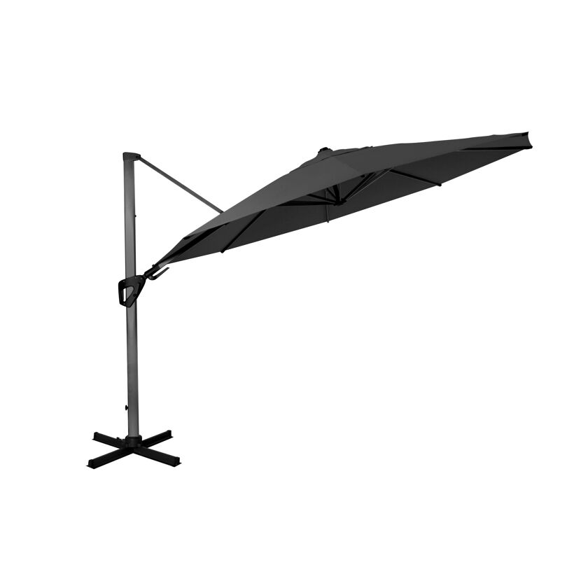 Anthrazitfarbener Ampelschirm Kreta, Ø 350 cm