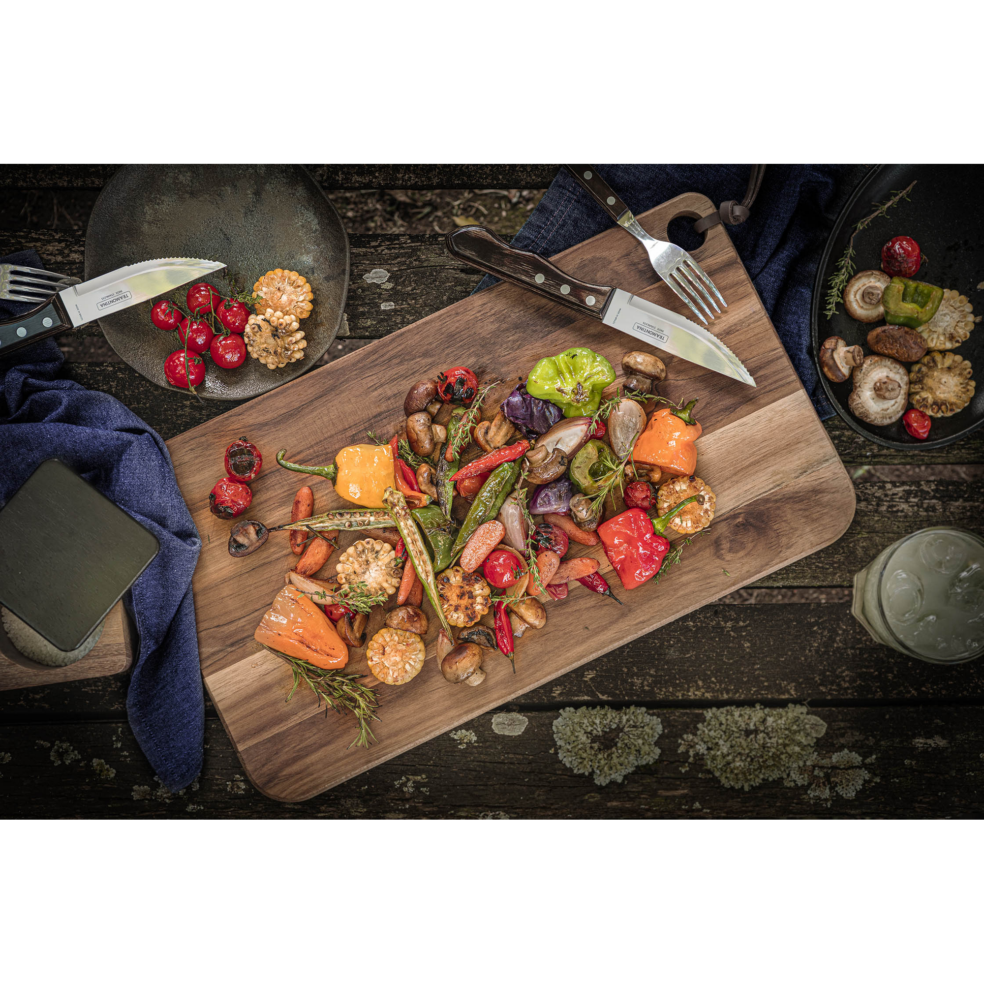 Steakmesser 'Jumbo' Edelstahl/Holz 25,5 cm 6-teilig