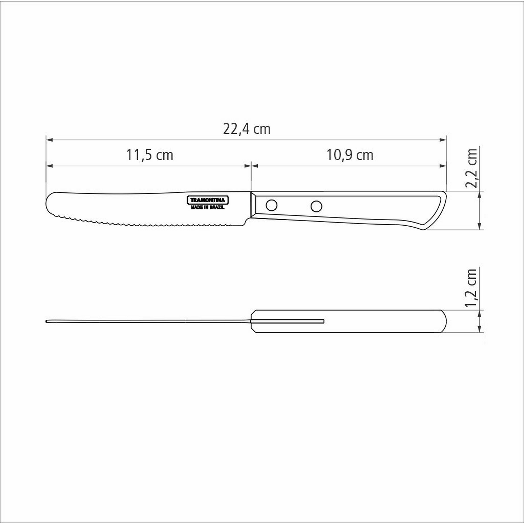 Frühstücksmesser Edelstahl/Holz 22,4 cm