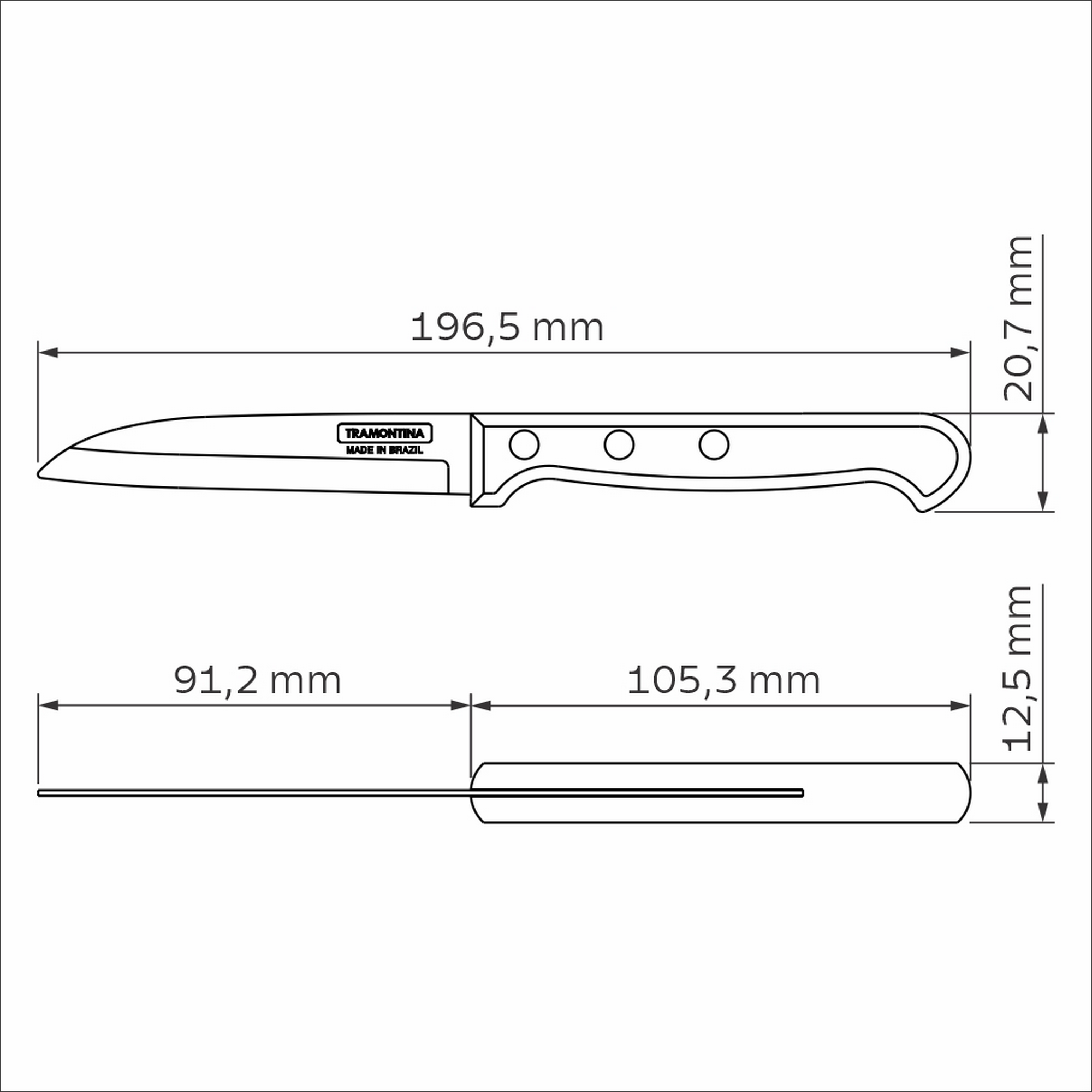 Küchenmesser universal Edelstahl/Holz 19,6 cm